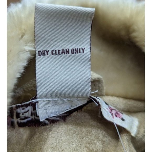 Vintage Y2K Coat Tan Faux Suede Fur Shearling Juniors Size M New - Picture 7 of 7